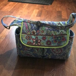 Blue paisley diaper bag.